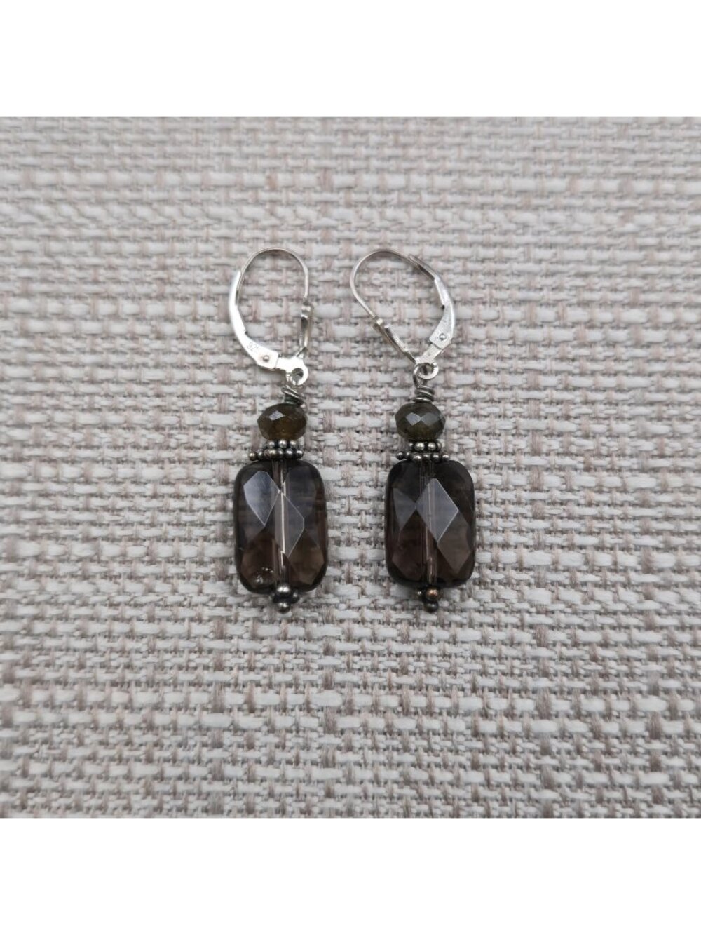 Sterling Silver Natural Smoky Quartz Leverback Earrings A7443 - Picture 2 of 6